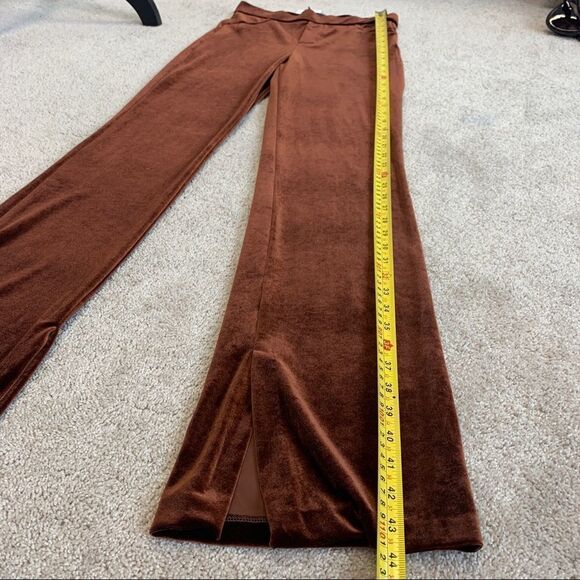 Zara brown velvet flared high waisted pants Sz S NWT - Picture 8 of 10